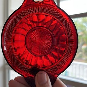 # 4 Vintage Mid-Century ANCHOR HOCKING ROYAL Ruby Red Pressed Glass Berry Bowl